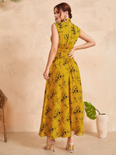 Mulvari Ruched Neck Frill Trim Shirred Waist Floral Dress